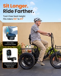 Qlife Triker 2.0 US Stock Tricycle Électrique Pliant à 3 Roues avec Assistance au Pédalage pour Personnes Âgées, Mini Vélo Cargo - Product Image 2