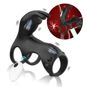 Vibrateur de massage de la prostate en silicone 100% étanche certifié CE ROHS, prix d'usine, noir, retardateur d'éjaculation, anneau de pénis - Product Image 1