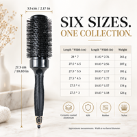 Brosse à cheveux ronde professionnelle, barillet en aluminium ventilé, poils en nylon, manche en caoutchouc, pour le coiffage et le séchage, vente en gros pour salons de coiffure