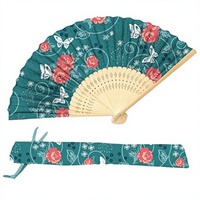 Kipas Tangan Bambu Wanita Motif Bunga Sakura Ukiran FAREA Dengan Kipas Lipat Sutra Grosir