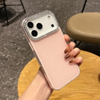 Casing Akrilik Glitter Sederhana untuk 18 Pro Max 17AIR DIY Penutup Belakang Perlindungan 360 Derajat Cakupan Penuh Desain Warna Solid Mesin Presisi