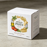 Boîte en carton ondulé blanc personnalisée de luxe avec bordure en carreaux toscans imprimés, pour pâtes à la semoule, emballage alimentaire recyclé, carton d'expédition