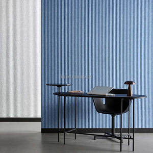 Stile europeo Design blu tondo <span class=keywords><strong>legno</strong></span> flessibile MDF Tambour parete curva assorbimento acustico pelle scamosciata parete acustica - Product Image 5