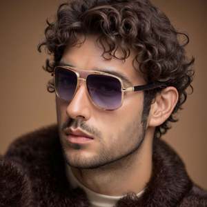 Lunettes de soleil pilote carrées vintage 2025 pour homme avec double pont, protection UV400, personnalisables avec logo - Product Image 2