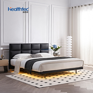 Cadre de lit pleine grandeur <span class=keywords><strong>avec</strong></span> base en latte de bois mobilier de chambre <span class=keywords><strong>à</strong></span> coucher lit en cuir lit en polyuréthane - Product Image 1