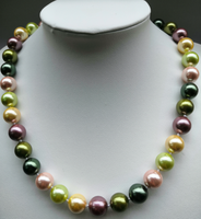 Collar anudado con perlas naturales de 12mm para mujer, colorido, venta al por mayor