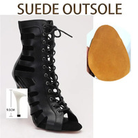 Bottes de danse latine personnalisées pour femmes, à bout ouvert, découpées, à lacets, à talon haut, pour Salsa, Ballroom, Tango, Jazz