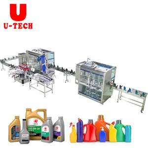 U TECH 500ml 1L Hand Soap Detergent Bottle Screw Bottling Automatic Feeding Trigger Spray Bottle Filling Capping Machine