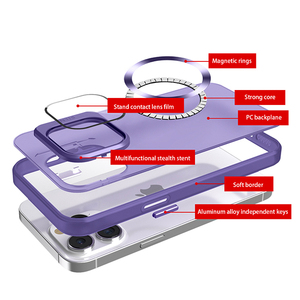 Vernice metallizzata custodia magnetica per <span class=keywords><strong>iPhone</strong></span> 11 <span class=keywords><strong>12</strong></span> 13 14 15 Pro Max copertura di protezione in vetro <span class=keywords><strong>con</strong></span> supporto per obiettivo della <span class=keywords><strong>fotocamera</strong></span> - Product Image 2