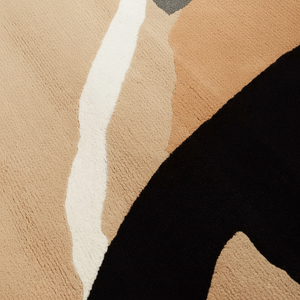 Tapis en laine abstrait contemporain moderne Beige noir blanc tapis tufté à la main pour la maison pique-nique cadeau de noël pour le salon - Product Image 1