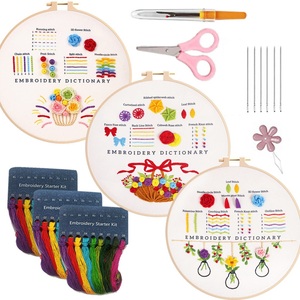 Kit de manualidades de bordado Diy, práctica de inicio de puntadas, <span class=keywords><strong>patrones</strong></span> de <span class=keywords><strong>punto</strong></span> de <span class=keywords><strong>cruz</strong></span>, hilos y aros, Kits de inicio de bordado con patrón - Product Image 3