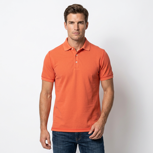 Wholesale Bulk <b>Orange</b> Anti-Wrinkle Solid for Shirts-Sustainable 100% Cotton Mens Formal for for Uniforms and Sportswear - Product Image 1