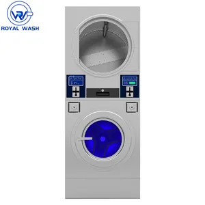 Stack washing drying machine 15kg 20kg 25kg double dryer gas electric heating for hotel laundromat washer dryer