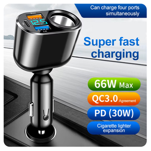 Presa accendisigari per auto 3 porte tipo C caricabatteria per auto QC3.0 PD3.0 caricabatteria <span class=keywords><strong>USB</strong></span> per auto con Display a LED ricarica rapida - Product Image 2