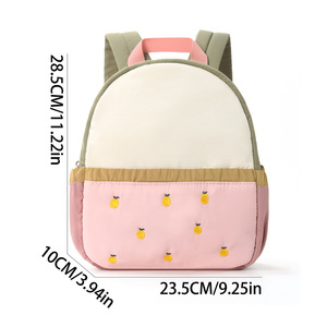 Sac à dos pour enfants, blocs de couleur, broderie pomme, sac à dos de maternelle, sac de voyage pour bébé, sac à dos tendance en polyester imperméable pour enfants - Product Image 5