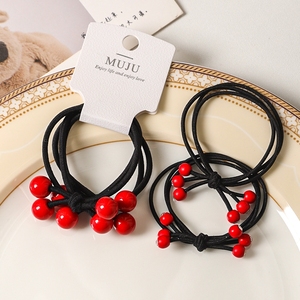 Lot de 2 Chouchous <span class=keywords><strong>Rouge</strong></span> Élastiques à Nœud, Accessoire <span class=keywords><strong>Cheveux</strong></span> Doux pour Enfants avec Strass - Product Image 4