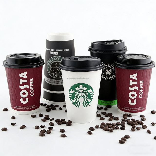High Quality4oz 8oz 10oz 12oz 16oz 22oz 24oz Disposable Cups Double Wall Paper Coffee Cup with Custom logo
