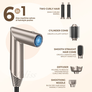Styler capillaire multifonction 5 en 1, sèche-cheveux ionique pliable en une seule étape, brosse à air chaud rotative professionnelle, lisseur et boucleur de cheveux - Product Image 2