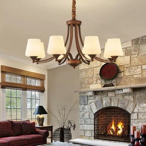 Lustre de salon rétro américain en <span class=keywords><strong>fer</strong></span> <span class=keywords><strong>forgé</strong></span> avec verre brun, <span class=keywords><strong>suspension</strong></span> LED, style campagnard minimaliste pour chambre principale et salle à manger - Product Image 4