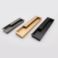 Zwart verzonken onzichtbare handvat voor twee kanten deur kastdeur kast deur 128mm 192mm handvatten/