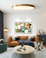 Lámpara de Techo LED Nórdica de Cobre, con Tres Colores Atenuables, Acrílica, Moderna, Simple, Ultrafina, para Dormitorio, 3000K-6000K, 1 Año de Garantía