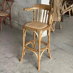 تصميم أكثر حداثة متجر القهوة وسادة بيضاء مسند ذراع عالية المطبخ مطعم طاولة الطعام الخشبية الروطان مقهى - Product Image 4