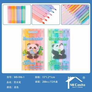 Weibo Panda Highlighter 12 Colors Dual Side Soft Tip Normal Size For School Office Use - Product Image 1