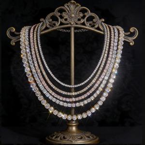 Collier Chaîne Tennis Iced Out en Argent Sterling 925 avec Diamants de Laboratoire VVS et Moissanite, Tailles 2mm 3mm 4mm 5mm 6.5mm - Product Image 1