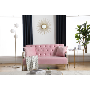 TOSEE Divano Letto a Due Posti Elegante e Moderno in Velluto Rosa con Struttura in Legno Design <span class=keywords><strong>Classico</strong></span> per <span class=keywords><strong>Soggiorno</strong></span> o Appartamento - Product Image 3