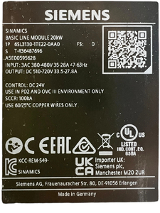 Module de ligne de base industriel 6SL31301TE220AA0 6SL3130-1TE22-0AA0 20 kW pour système de disjoncteurs - Product Image 1