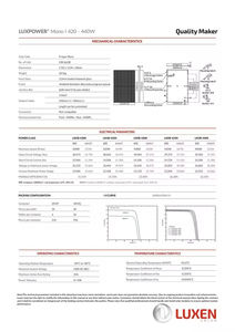 Panneau solaire monocristallin TIER 1 pour LUXNERI N-Type, 108 demi-cellules 182 mm, 108 cellules, cadre noir, 420 W, 425 W, 430 W - Product Image 6