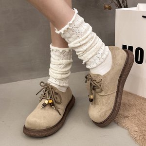 Chaussures Oxford à lacets perlées pour femmes, <span class=keywords><strong>mocassins</strong></span> à plateforme en daim à bout rond, chaussures Derby décontractées confortables à semelle épaisse pour le quotidien - Product Image 5