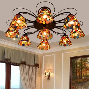 Tiffany Bắc Âu LED sang trọng màu đèn chùm Bohemian 9-đầu đèn chùm