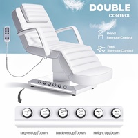 Table de beauté professionnelle blanche, réglable en hauteur, avec dossier et repose-jambes, lit de massage électrique avec télécommande et boutons LED à commande au pied