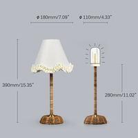 Lampe de table en rotin créative rétro faite à la main, rechargeable, lampe de nuit LED, lampe de table pour chambre à coucher, salon, décoration