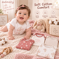 Vêtements pour bébés en gros, ensemble de bodies en coton à manches courtes, 5 styles assortis pour nouveau-nés, vêtements de tous les jours