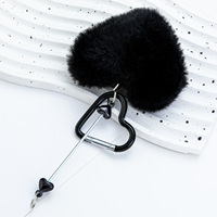 Porte-clés Pompon Cœur en Peluche avec Boucle et Perles pour Femme, Accessoire DIY pour Escalade en Extérieur, Porte-Badge