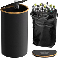 Panier de rangement multifonctionnel pliable en bambou pour bouteilles d'eau de 100 L, demi-rondes, sur mesure, avec sacs amovibles