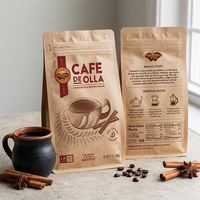 Sacs à café personnalisés anti-odeur à fond plat avec valve, en PET/PE souple, pour emballage, avec fermeture éclair en aluminium