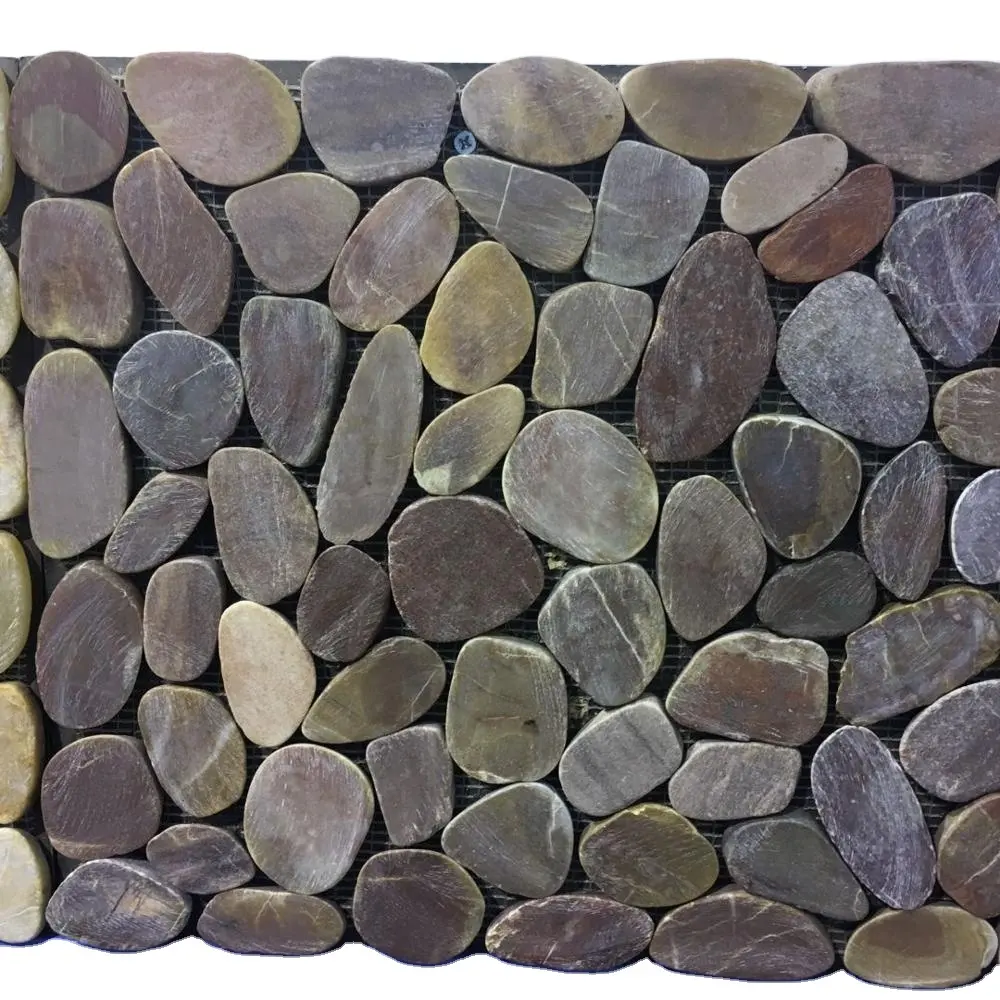Marble River Rocks Irregular Meshed Pebble Stone Mosaic Tile For Interior Wall And Floor Decoration