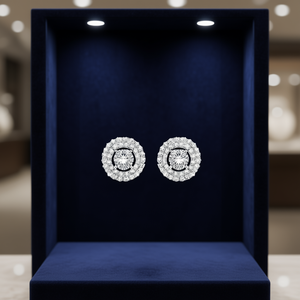 Orecchini E1642 in Oro Bianco con Diamanti Laterali, Taglio Brillante, Colore D, Naturali Certificati, Gioielli Classici da Sposa per Donna - Product Image 2