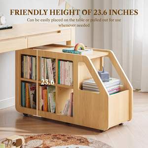 Armoires <span class=keywords><strong>de</strong></span> rangement fines pour enfants en forme <span class=keywords><strong>de</strong></span> voiture <span class=keywords><strong>de</strong></span> dessin animé, organisateur <span class=keywords><strong>de</strong></span> rangement pour jouets en bois avec roulettes - Product Image 3