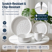 Service de table en grès céramique blanc, motif vague d'eau, écologique, de luxe, classique, pour café, hôtel, restaurant, compatible lave-vaisselle et four