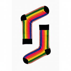 Rainbow Patterned Colorful <b>Socks</b> Breathable Lightweight Striped Floral Print One Size Fits All Custom Knitted Nylon Silk Bag - Product Image 2