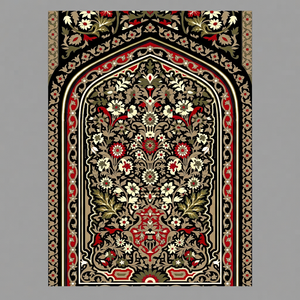 Zynah Channile Yarn fabric classic floral Prayer Rug Muslim Pattern Rectangle Non Slip Jute Backing 27x45 Inches - Product Image 1