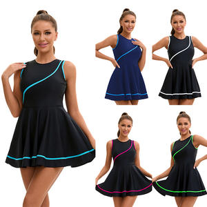 Traje de baño de fitness ecológico para mujer europea americana elegante patrón sólido estampado recortado diseño trasero Sexy de talla grande - Product Image 1