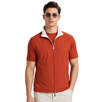 Gilet coupe-vent léger de luxe pour homme, réversible, personnalisé, rouge brique, sans manches, OEM