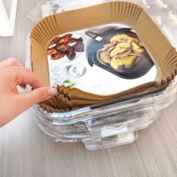 Papier sulfurisé carré non blanchi jetable, antiadhésif et résistant à l'huile pour friteuse à air, rôtissage, micro-ondes – Revêtement premium pour assiettes et bols
