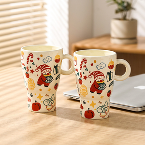 Taza de Cerámica con Dibujos Animados Navideños de 450 ml, Apta para Microondas, Resistente al Calor, para Uso Doméstico, Reutilizable, para Regalos - Product Image 3