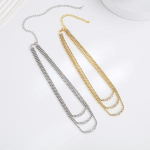 מכירה חמה שרשרת שרשרת גליליות טרנדית שרשרת גליליות טרנדית 3 שכבות קריסטל סגסוגת אבץ זירקון - Product Image 5